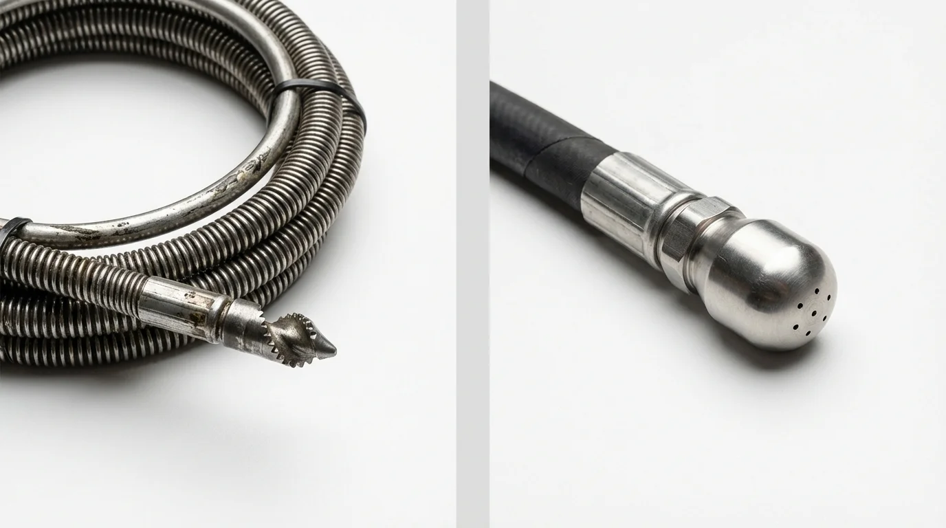 Drain snake cable and hydro jetting nozzle used for drain cleaning in Lebanon Junction, KY