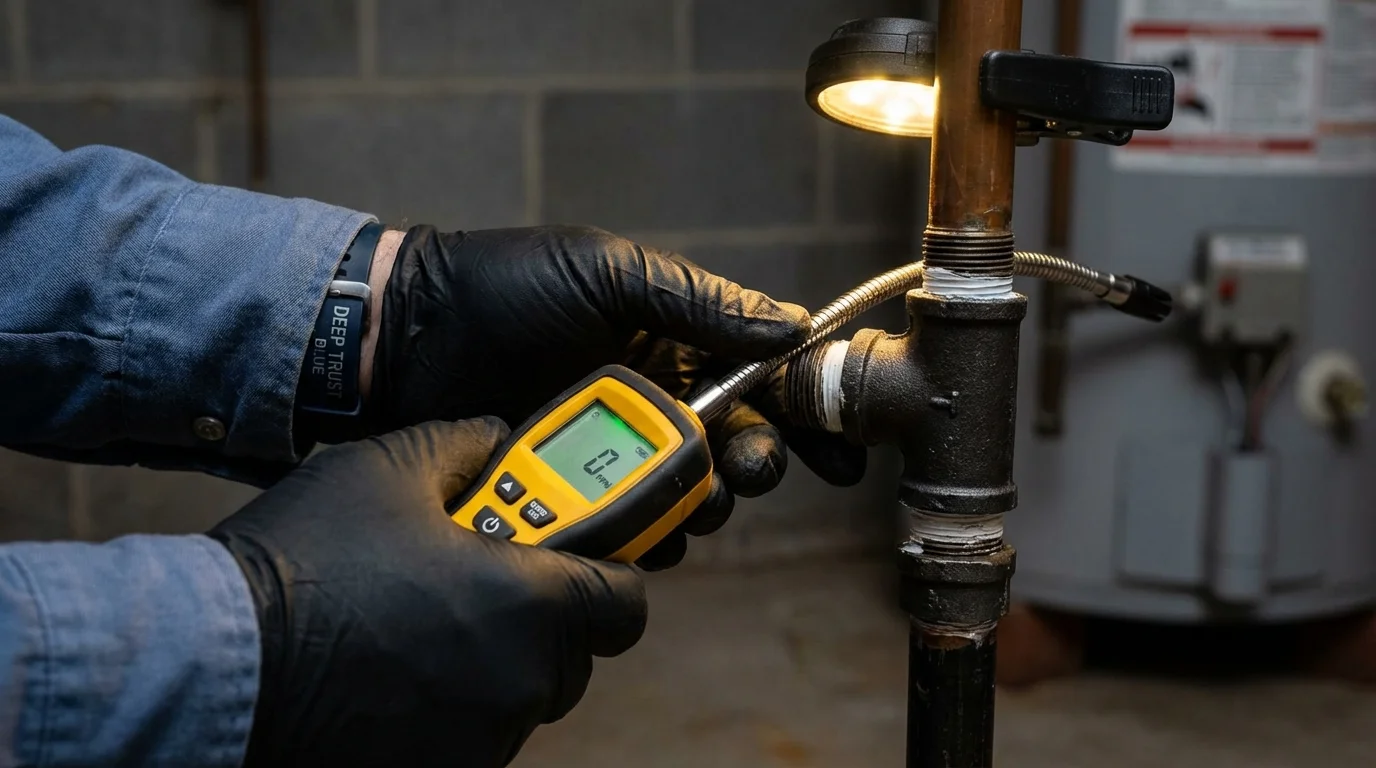 Gas leak detection with electronic sniffer by Johns Plumbing LLC in Lebanon Junction