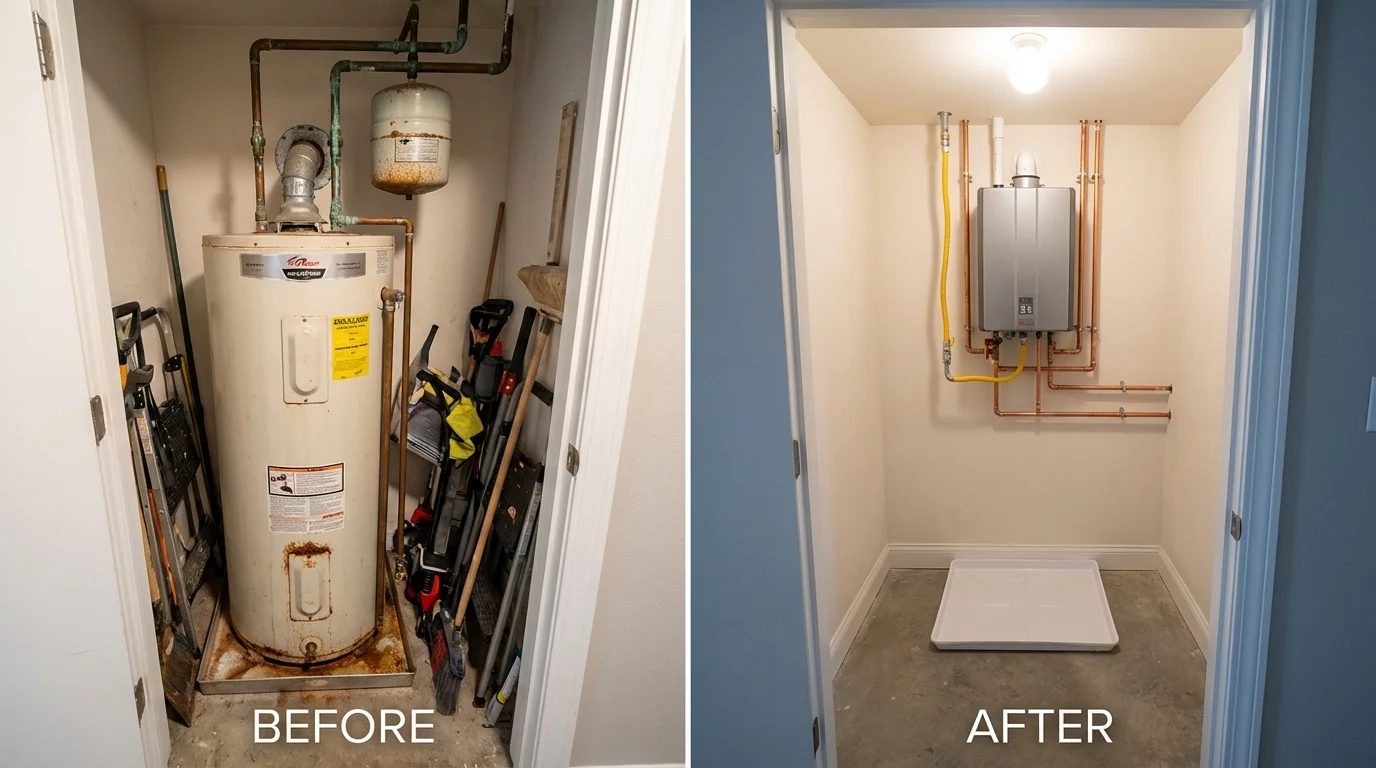 Tank water heater versus wall-mounted tankless unit comparison for Lebanon Junction, KY homeowners